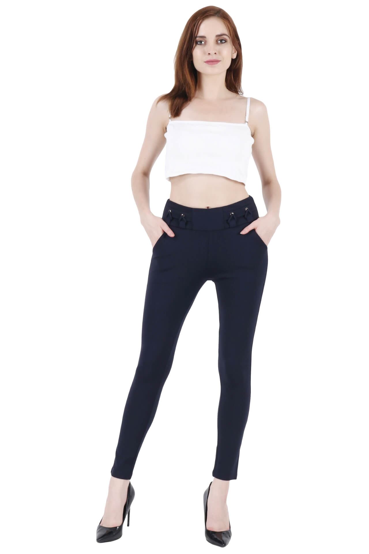 Kaga Navy Solid Fit Jegging